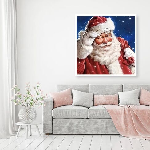 MOMDEDP Santa Claus Diamond Art Kits for Adults, Christmas Diamond Painting Kits for Beginners, Christmas Santa Diamonds Art Painting Kits, 5D Round Full Drill Crafts Kits Home Decor Gifts 12x12inch in Kuwait