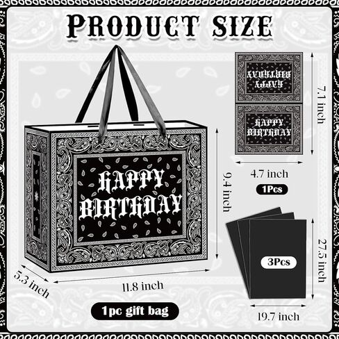 Cholo Birthday Gift Bags Lowrider Party Favors Bag with Card Tissue Papers Black Bandana Wrapping Paper Bag for Adults Teens Early 2000s Old School Western Gangsta Theme Birthday Party Favors in Saudi Arabia