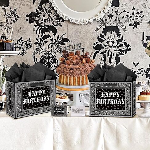 Cholo Birthday Gift Bags Lowrider Party Favors Bag with Card Tissue Papers Black Bandana Wrapping Paper Bag for Adults Teens Early 2000s Old School Western Gangsta Theme Birthday Party Favors in Saudi Arabia