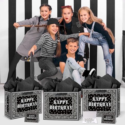 Cholo Birthday Gift Bags Lowrider Party Favors Bag with Card Tissue Papers Black Bandana Wrapping Paper Bag for Adults Teens Early 2000s Old School Western Gangsta Theme Birthday Party Favors in Saudi Arabia