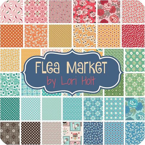الحزمة الثامنة من Flea Market Fat (36 قطعة) من Lori Holt لـ Riley Blake مقاس 9 × 21 بوصة (22.86 سم × 53.34 سم) قطع قماش من نسيج اللحاف DIY in Kuwait