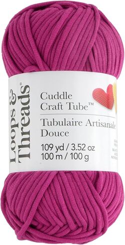 Loops & Threads Cuddle Craft Tube Yarn – Medium (4) Cotton Nylon Blend, Soft Tube Yarn for Knitting, Crochet & Crafts, Ideal for Apparel, Accessories & Decor, 109 yd / 3.52 oz Skein, 8 Pack in Saudi Arabia