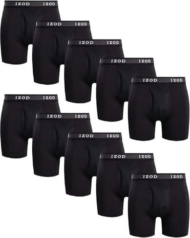 IZOD Men's Underwear - Performance Boxer Briefs with Mesh Functional Fly (10 Pack) in Saudi Arabia