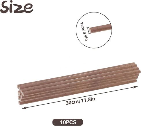 10 PCS Wooden Dowel Rods for Crafts Round Unfinished Walnut Dowel Rod Sticks Hardwood Sticks for DIY Crafting Woodworking and Building Model Material, (3/8 x 12 Inch) in Saudi Arabia
