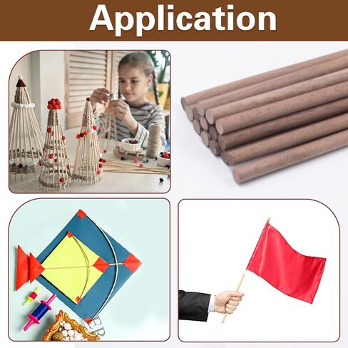 10 PCS Wooden Dowel Rods for Crafts Round Unfinished Walnut Dowel Rod Sticks Hardwood Sticks for DIY Crafting Woodworking and Building Model Material, (3/8 x 12 Inch) in Saudi Arabia