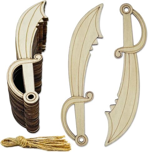 30 Pack 6 Inch Wood Swords Cutouts Unfinished Pirates Wooden Swords Wood DIY Crafts Wooden Knife Hanging Ornaments in Saudi Arabia