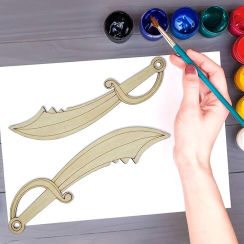 30 Pack 6 Inch Wood Swords Cutouts Unfinished Pirates Wooden Swords Wood DIY Crafts Wooden Knife Hanging Ornaments in Saudi Arabia