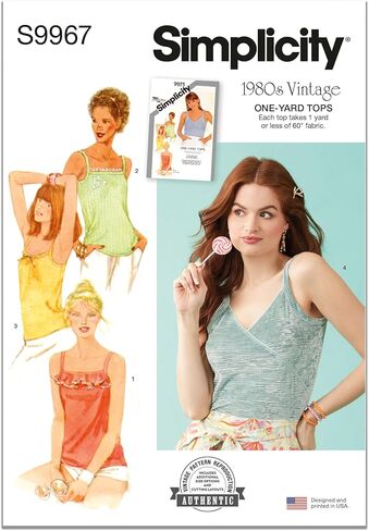 Simplicity SS9967A Vintage 1980's Misses' Pullover Knit Tops Sewing Pattern Packet, Design Code S9967, Sizes 6-8-10-12-14, Multicolor in Saudi Arabia
