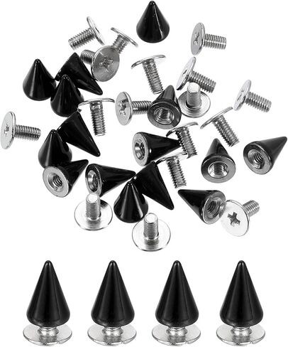 uxcell 20 Sets Spikes and Studs, 7 x 10mm Cone Spikes Screw Back Studs Rivets, Cone Punk Spikes Rivet for Clothing Belts Bags DIY Leather Crafts, Black in Saudi Arabia