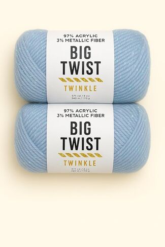 حزمة خيوط Big Twist Twinkle من قطعتين - أزرق فاتح 100% أكريليك، 6 أونصة من الخيوط (380 ياردة لكل منها) in Saudi Arabia