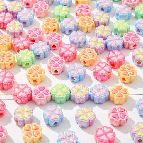 200pcs Ab Color Flower Acrylic Beads Rainbow Sun Flower Beads for Jewelry Making Handmade DIY Bracelet, Charms Keychain Craft Supplies (Daisy Flower) in Saudi Arabia