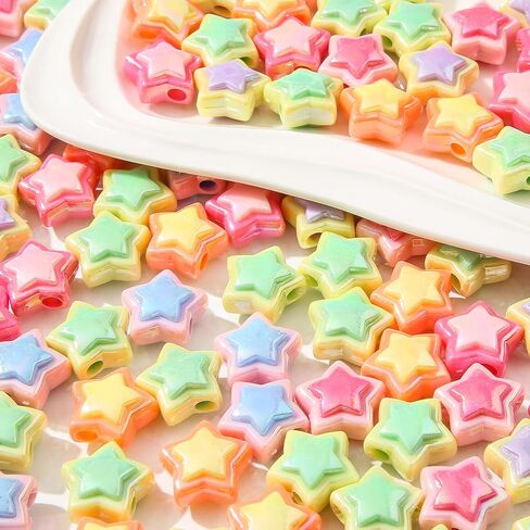 200pcs Ab Color Flower Acrylic Beads Rainbow Sun Flower Beads for Jewelry Making Handmade DIY Bracelet, Charms Keychain Craft Supplies (Daisy Flower) in Saudi Arabia