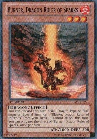 YU-GI-OH! - Burner, Dragon Ruler of Sparks (LTGY-EN097) - Lord of The Tachyon Galaxy - 1st Edition - Common in Saudi Arabia