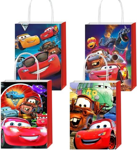 ARHAVI 12Pcs Cars Theme Party Gift Bags Goodie Bags with Handle for Kids Birthday Decorations Party Supplies in Saudi Arabia