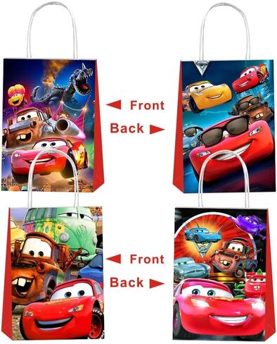 ARHAVI 12Pcs Cars Theme Party Gift Bags Goodie Bags with Handle for Kids Birthday Decorations Party Supplies in Saudi Arabia