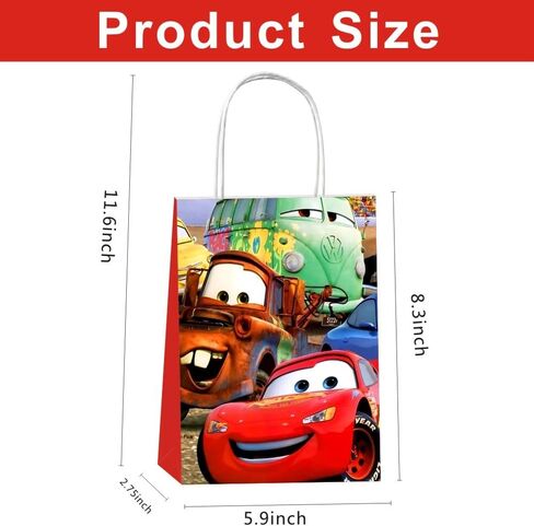 ARHAVI 12Pcs Cars Theme Party Gift Bags Goodie Bags with Handle for Kids Birthday Decorations Party Supplies in Saudi Arabia