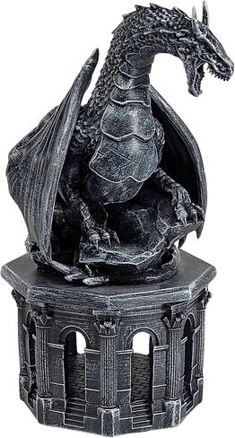 شركة Forged Dice Co. Dragon Dice Jail - حامل نرد D&D وصندوق تخزين مع جامعي تنين مصغر قابلين للإزالة - يناسب ما يصل إلى مجموعتين قياسيتين من مجموعات RPG متعددة السطوح - أسود in Kuwait