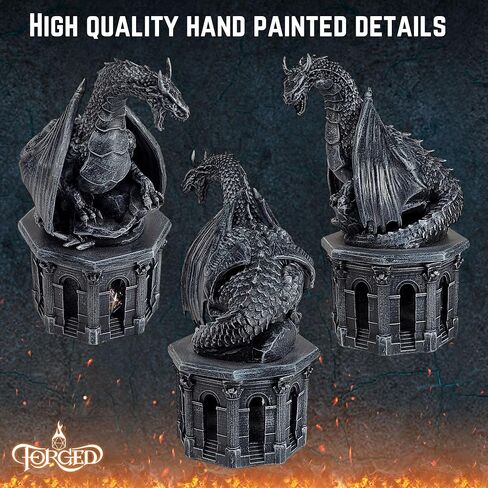 Forged Dice Co. Dragon Dice Jail - D&D Dice Holder and Storage Box with Removable Collectors Dragon Miniature - Fits Up to 2 Standard Polyhedral RPG Sets - Black in Saudi Arabia