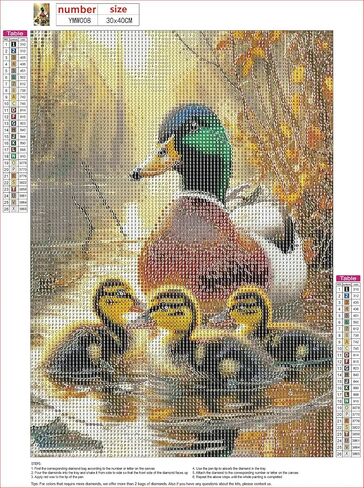 MXJSUA DIY 5D Diamond Painting Kits for Adults, Ducks Diamond Art Painting Full Drill Crystal Rhinestone Embroidery Craft Kits for Home Wall Decor Gifts, 12x16inch in Saudi Arabia