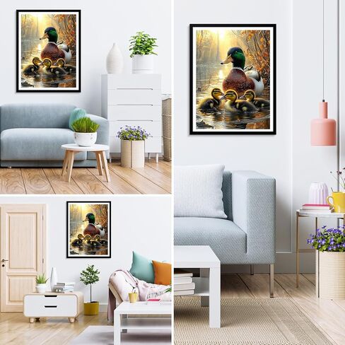 MXJSUA DIY 5D Diamond Painting Kits for Adults, Ducks Diamond Art Painting Full Drill Crystal Rhinestone Embroidery Craft Kits for Home Wall Decor Gifts, 12x16inch in Saudi Arabia