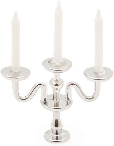 Odoria 1/12 Miniature Candlestick Candelabra with Candles Dollhouse Accessories, 3-arms Gold in Saudi Arabia