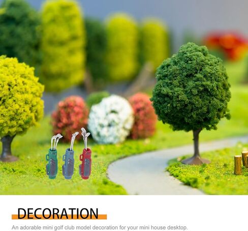 مجموعة نادي الغولف المصغر Kisangel لبيت الدمى 3 قطع من سبائك الألومنيوم البلاستيكية 2.44 بوصة DIY Mini Golf Model Photo Props Mini House Sports Decor in Saudi Arabia