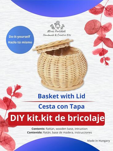 DIY Basket Weaving Kit with Lid – Complete Rattan Craft Set for Teens and Adults – Handmade Lidded Basket Making Supplies with Step-by-Step Instructions in Saudi Arabia