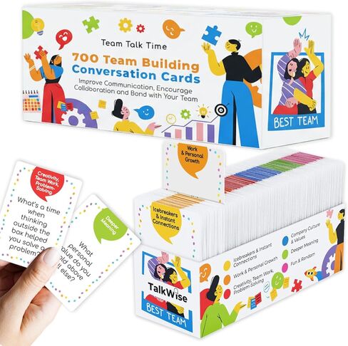 700 Team Building Conversation Cards for Coworkers, Fun Team Building Games for Work, Communication Cards for Deeper Connections, Ice Breaker Question Cards for Work to Get to Know Your Colleagues in Saudi Arabia