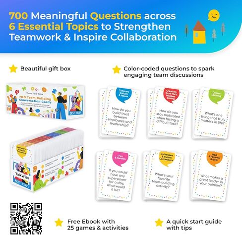 700 Team Building Conversation Cards for Coworkers, Fun Team Building Games for Work, Communication Cards for Deeper Connections, Ice Breaker Question Cards for Work to Get to Know Your Colleagues in Saudi Arabia
