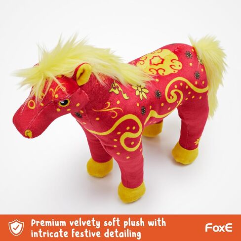 لعبة FoxE Year of the Horse القطيفة 2026 مع ظرف نقود محظوظ، حصان محشو للعام القمري الصيني الجديد، هدية قطيفة حمراء ناعمة لديكور المنزل CNY وعرض المهرجان in Kuwait