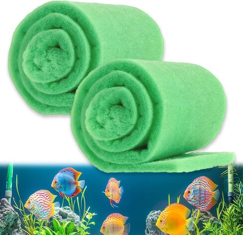 2PCS Aquarium Filter Floss for Fish Tank Filters-aquarium filter media-Aquarium Filter Pad-Media Roll for Crystal Clear Water,1" Thick (12 in Wide, 78 in Long) 6.6ft per Roll Total 13.2ft(green) in Saudi Arabia