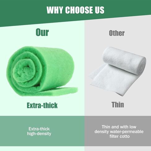 2PCS Aquarium Filter Floss for Fish Tank Filters-aquarium filter media-Aquarium Filter Pad-Media Roll for Crystal Clear Water,1" Thick (12 in Wide, 78 in Long) 6.6ft per Roll Total 13.2ft(green) in Saudi Arabia