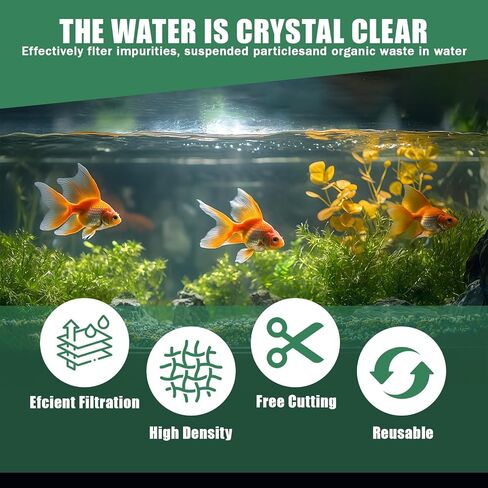 2PCS Aquarium Filter Floss for Fish Tank Filters-aquarium filter media-Aquarium Filter Pad-Media Roll for Crystal Clear Water,1" Thick (12 in Wide, 78 in Long) 6.6ft per Roll Total 13.2ft(green) in Saudi Arabia