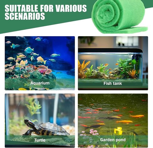 2PCS Aquarium Filter Floss for Fish Tank Filters-aquarium filter media-Aquarium Filter Pad-Media Roll for Crystal Clear Water,1" Thick (12 in Wide, 78 in Long) 6.6ft per Roll Total 13.2ft(green) in Saudi Arabia