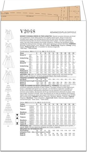 Vogue V2048U5 Misses' Special Occasion Evening Dress Sewing Pattern Packet, Design Code V2048, Sizes 16-18-20-22-24 in Saudi Arabia