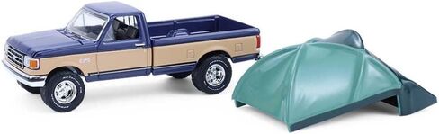 1987 F 150 XLT Lariat Pickup Truck Dark Blue and Tan with Modern Truck Bed Tent The Great Outdoors Series 4 1/64 Diecast Model Car by Greenlight 38080D in Saudi Arabia