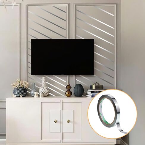 3Roll Metallic Mirror Tape, Silver Tape for Crafts 1.5cm Mirror Tapes Self Adhesive Metalized Polyester Film Decor Tapes DIY Graphic Art Tapewall Decor TV Frame Crafts Decoration and Gift Box Wrapping in Saudi Arabia
