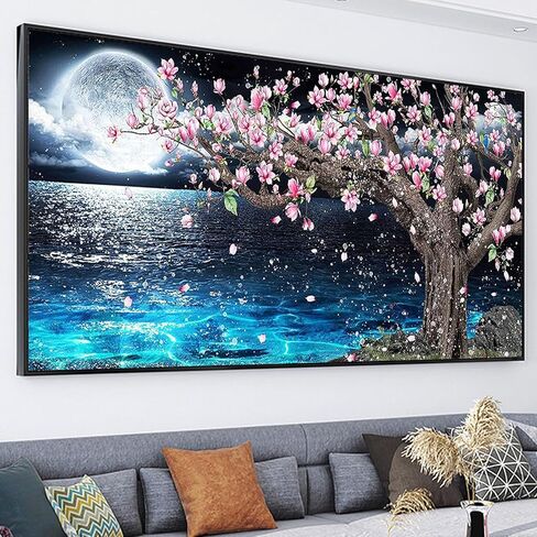 YALKIN Square 5D Diamond Painting Kits for Adults, Summer Night Large Diamond Art Kits Full Drill Diamond Painting Kit for Adult Beginners, DIY Picture Art for Home Wall Decor 40x70CM/15.8x27.6in in Saudi Arabia