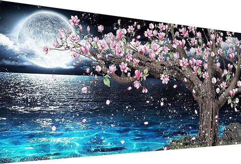 YALKIN Square 5D Diamond Painting Kits for Adults, Summer Night Large Diamond Art Kits Full Drill Diamond Painting Kit for Adult Beginners, DIY Picture Art for Home Wall Decor 40x70CM/15.8x27.6in in Saudi Arabia