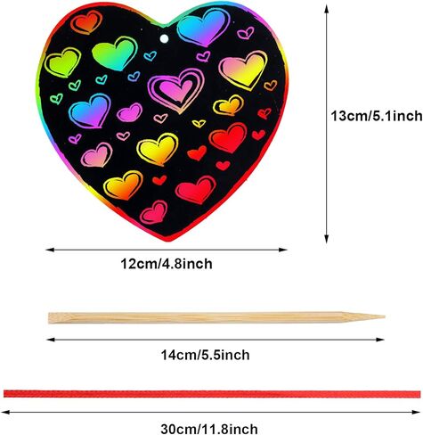 Blulu 60 Pcs Valentine Day Gifts Cards with Scratch Heart Shaped Scratch Paper Craft Art for DIY Valentine's Day Wedding Party Favor Decor in Saudi Arabia
