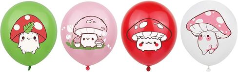 Mushroom Birthday Party Decorations, Birthday Party Supplies for Mushroom, Includes 1 Banner, 16 Latex Balloons, 1 Cake Topper, 24 Cupcake Toppers in Saudi Arabia