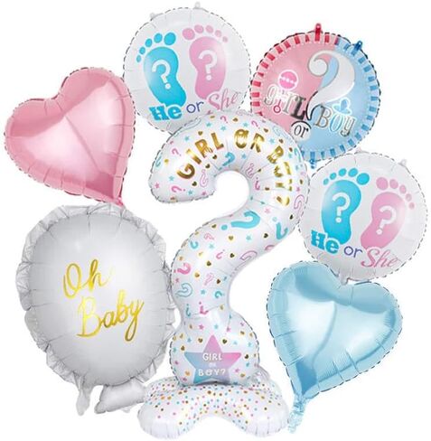 Gender Reveal Party Balloon Set, Question Mark Design, Pink and Blue Foil Balloons, He or She Theme, Baby Shower Decorations in Saudi Arabia