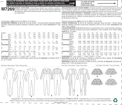 McCall's Patterns M7269 Bodysuits & Ruffled Skirts, D5 (12-14-16-18-20) in Saudi Arabia