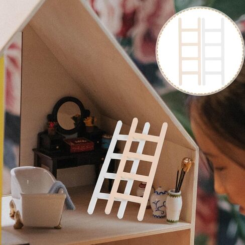 Mini Wooden Ladder 4.33 Inch Dollhouse Accessory 4-Pack Tiny Ladder for Mini House Landscape Decoration DIY Crafts in Saudi Arabia