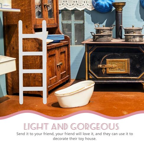 Mini Wooden Ladder 4.33 Inch Dollhouse Accessory 4-Pack Tiny Ladder for Mini House Landscape Decoration DIY Crafts in Saudi Arabia