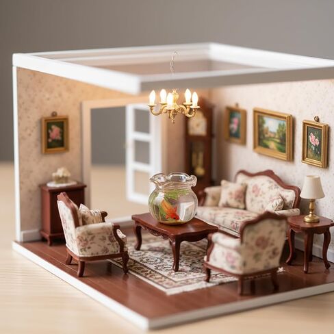 1Pc Mini Round Fish Tank, Realistic Glass Decor for Dollhouse Display, Miniature Goldfish Bowls,Dollhouse Accessories(Gold, 1 Inch) in Kuwait