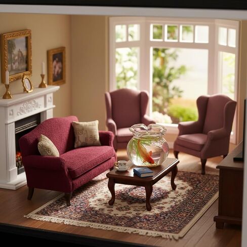 1Pc Mini Round Fish Tank, Realistic Glass Decor for Dollhouse Display, Miniature Goldfish Bowls,Dollhouse Accessories(Gold, 1 Inch) in Kuwait