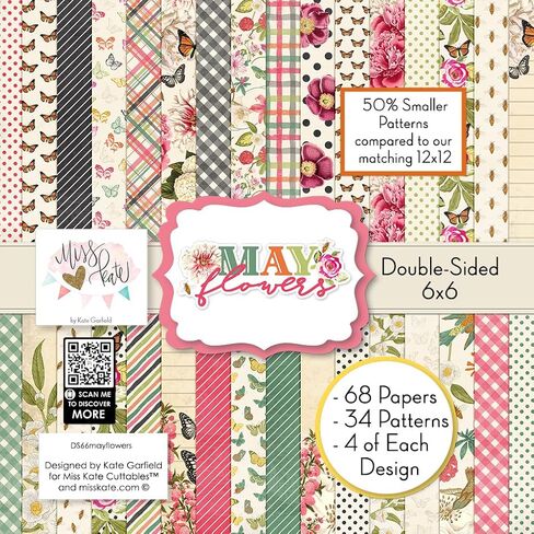 6x6 Vintage Scrapbook Paper - May Flowers Collection by Miss Kate Cuttables - Scrapbook Supplies and Decorative Paper for Scrapbook Embellishments and Paper Craft Supplies in Saudi Arabia