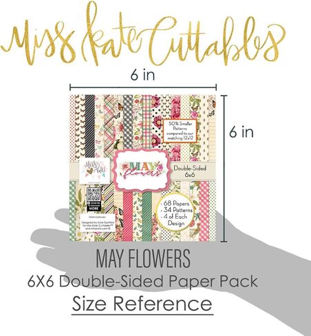 6x6 Vintage Scrapbook Paper - May Flowers Collection by Miss Kate Cuttables - Scrapbook Supplies and Decorative Paper for Scrapbook Embellishments and Paper Craft Supplies in Saudi Arabia