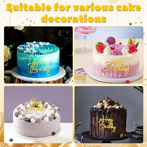 20Pcs Gold Happy Birthday Cake Toppers Happy Birthday Sign for Cake 0-9 Number for Cupcake Toppers, Mirror Acrylic Cakes Topper Side Cakes Decorations for Birth Party, Anniversary, Gold in Saudi Arabia